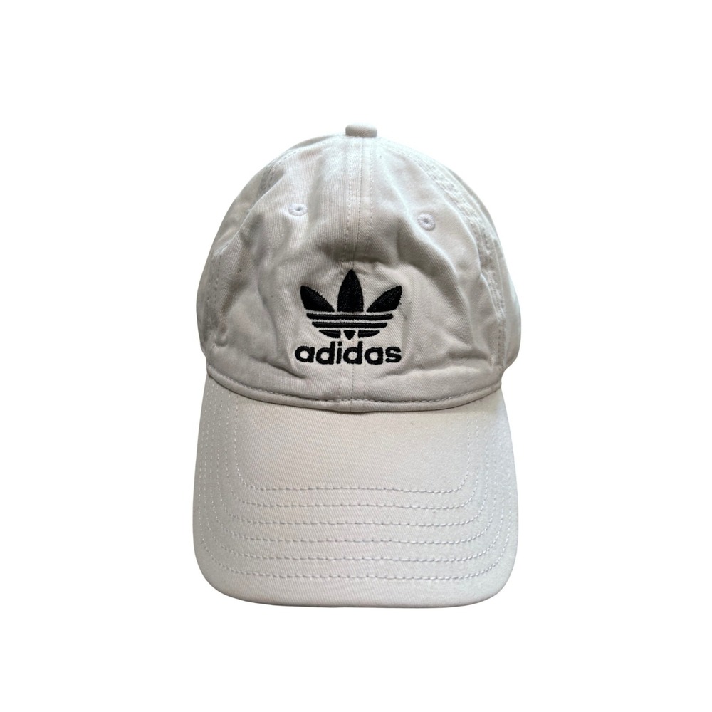 Adidas Originals Trefoil Relaxed Strapback Hat White Dad Cap Sporty OSFA